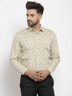 Jainish Cream Men's Cotton Printed Formal Shirt's ( SF 766Cream ) | Grocsy
