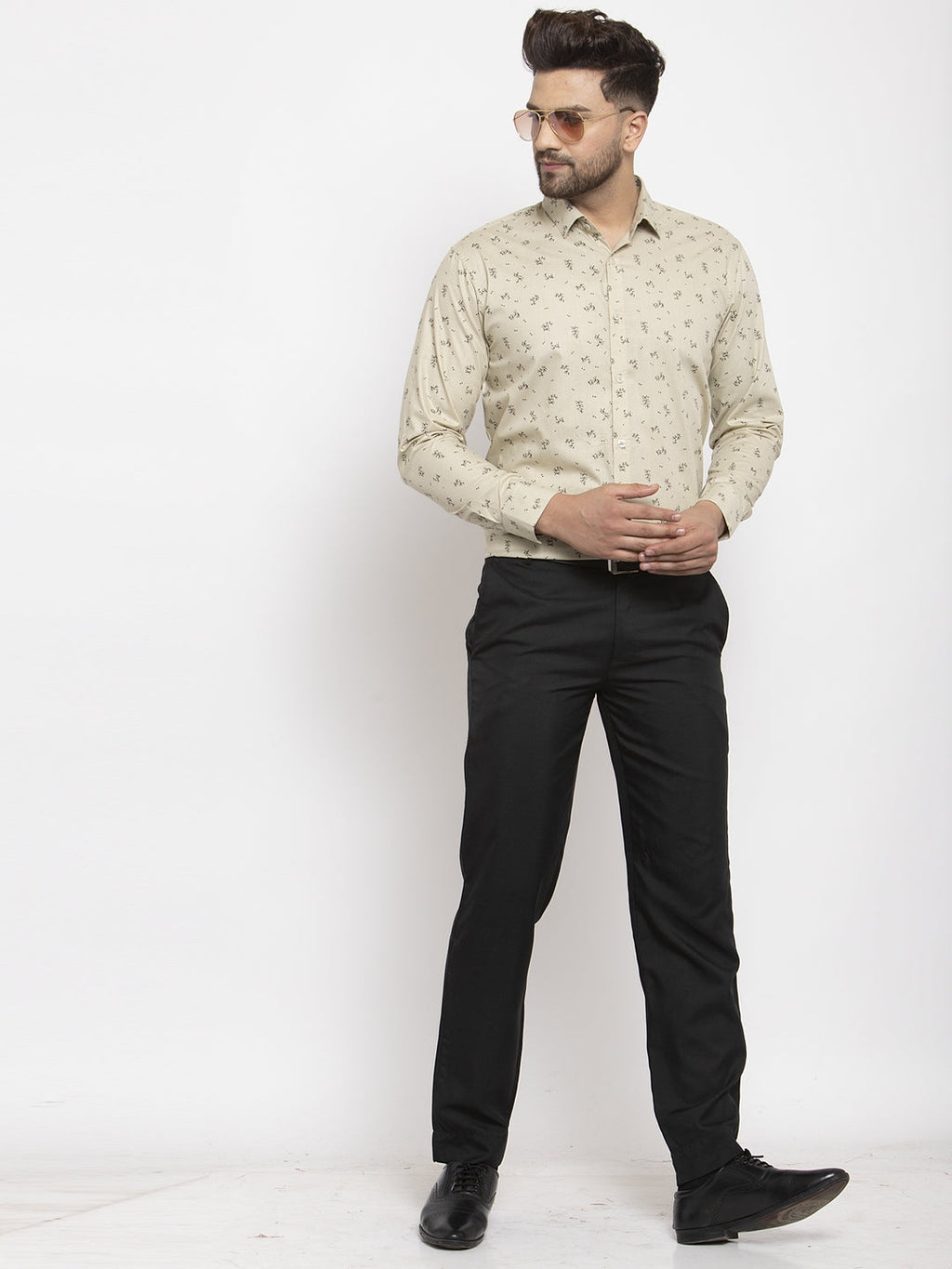 Jainish Cream Men's Cotton Printed Formal Shirt's ( SF 766Cream ) | Grocsy