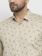 Jainish Cream Men's Cotton Printed Formal Shirt's ( SF 766Cream ) | Grocsy
