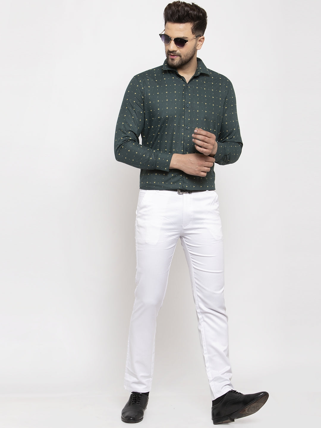 Jainish Green Men's Cotton Printed Formal Shirt's ( SF 766Green ) | Grocsy