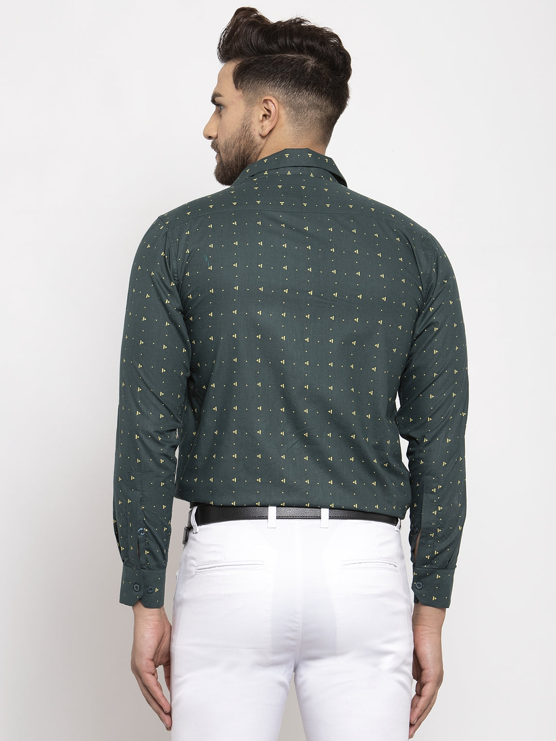 Jainish Green Men's Cotton Printed Formal Shirt's ( SF 766Green ) | Grocsy