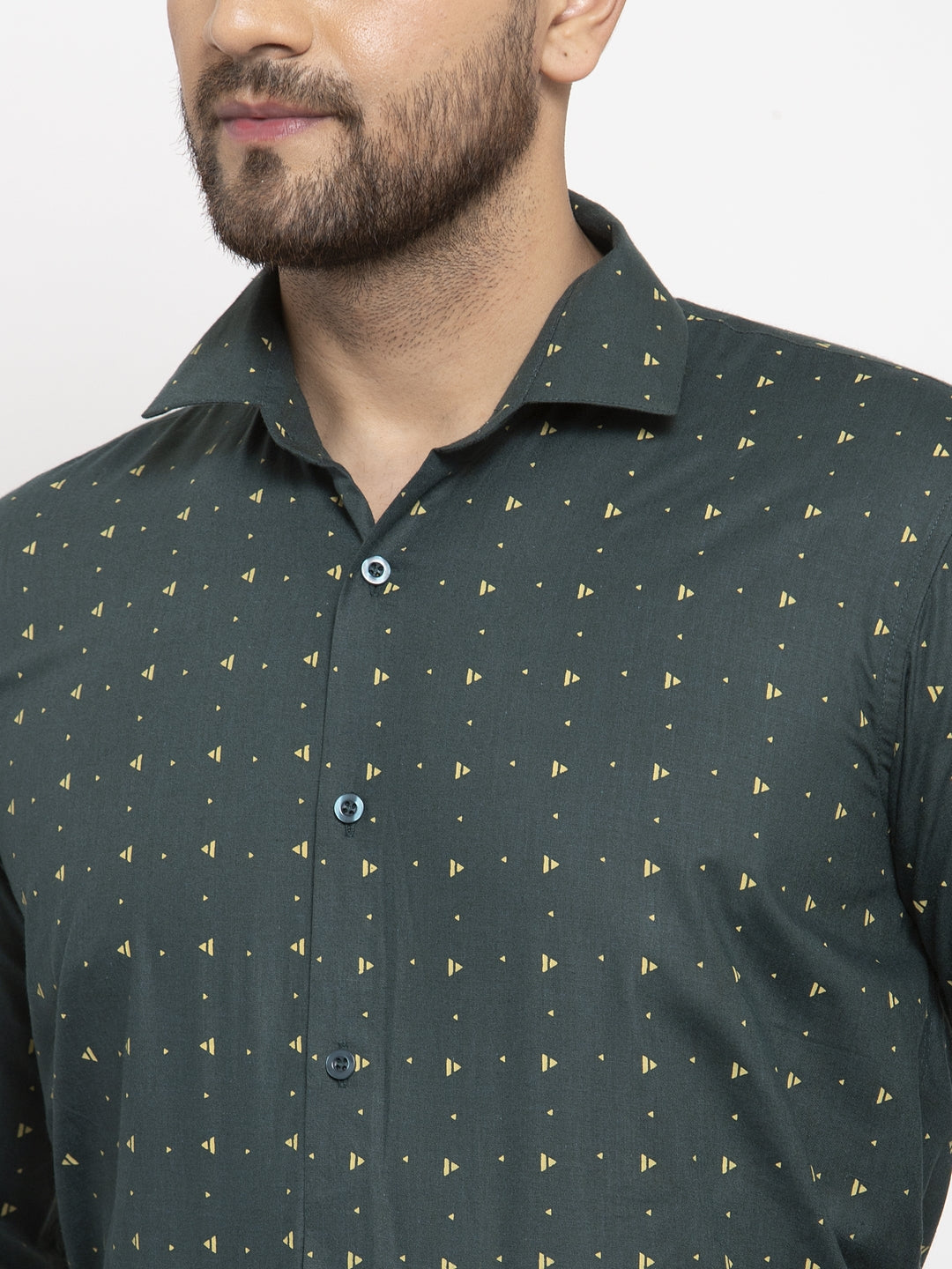 Jainish Green Men's Cotton Printed Formal Shirt's ( SF 766Green ) | Grocsy