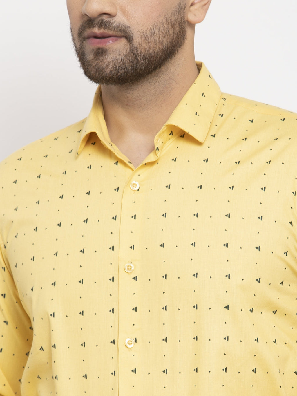 Jainish Yellow Men's Cotton Printed Formal Shirt's ( SF 766Yellow ) | Grocsy
