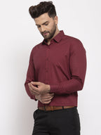 Jainish Maroon Men's Cotton Geometric Formal Shirt's ( SF 767Maroon ) | Grocsy