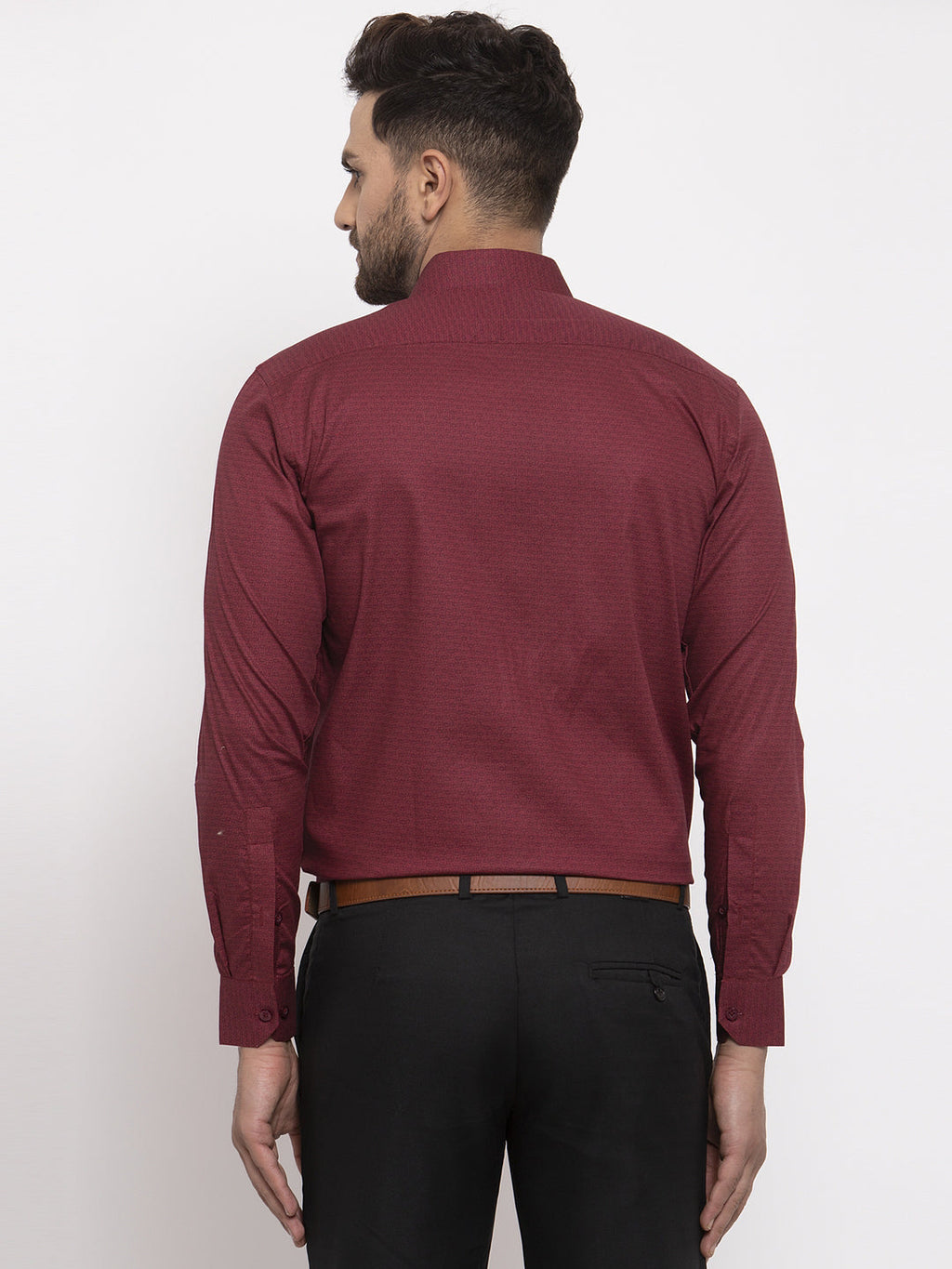 Jainish Maroon Men's Cotton Geometric Formal Shirt's ( SF 767Maroon ) | Grocsy