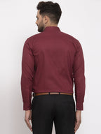 Jainish Maroon Men's Cotton Geometric Formal Shirt's ( SF 767Maroon ) | Grocsy