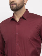 Jainish Maroon Men's Cotton Geometric Formal Shirt's ( SF 767Maroon ) | Grocsy
