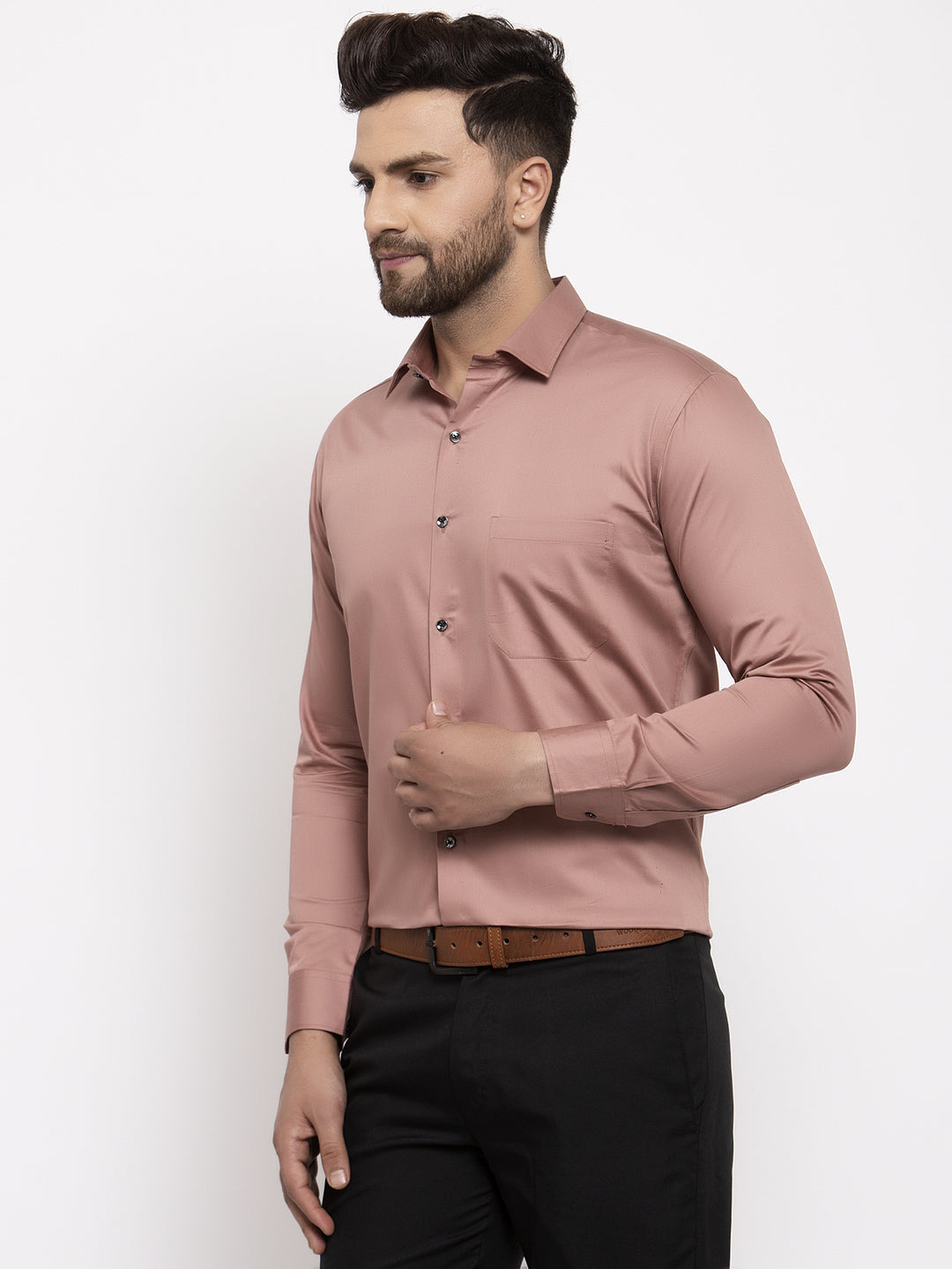Jainish Brown Men's Cotton Solid Formal Shirt's ( SF 768Brown ) | Grocsy