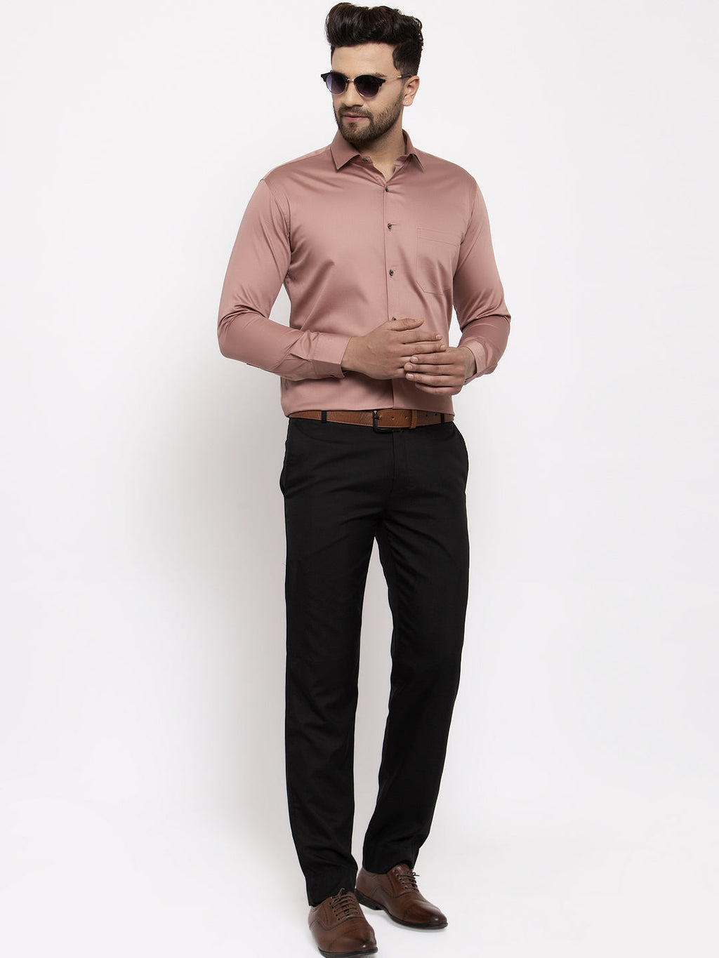 Jainish Brown Men's Cotton Solid Formal Shirt's ( SF 768Brown ) | Grocsy
