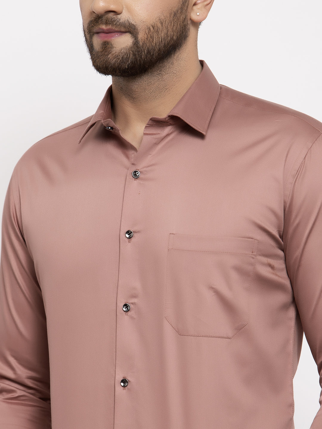 Jainish Brown Men's Cotton Solid Formal Shirt's ( SF 768Brown ) | Grocsy