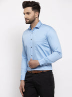 Jainish Blue Men's Cotton Solid Formal Shirt's ( SF 768Light-Blue ) | Grocsy