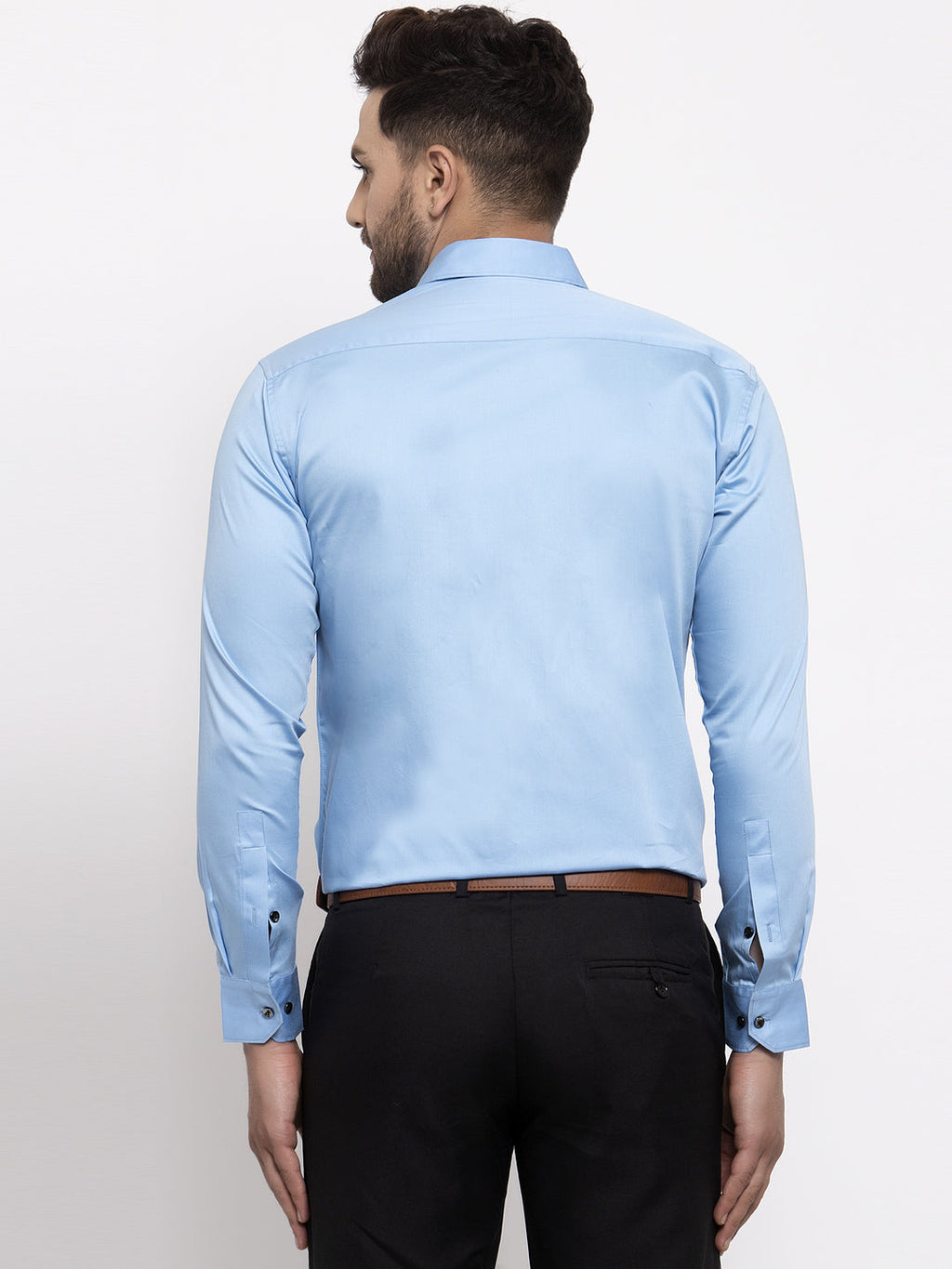 Jainish Blue Men's Cotton Solid Formal Shirt's ( SF 768Light-Blue ) | Grocsy