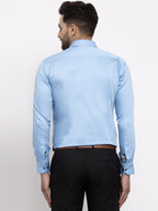 Jainish Blue Men's Cotton Solid Formal Shirt's ( SF 768Light-Blue ) | Grocsy