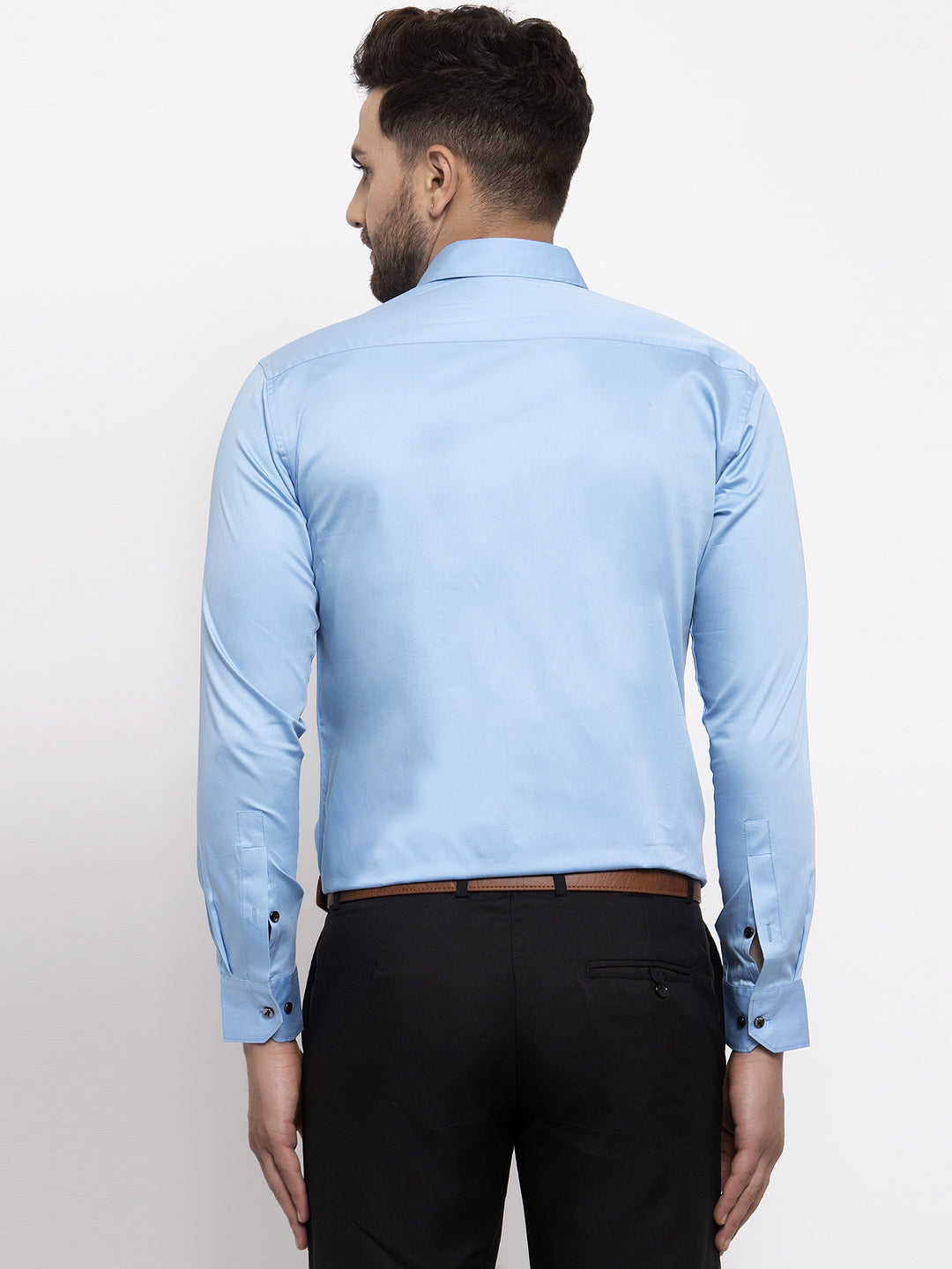 Jainish Blue Men's Cotton Solid Formal Shirt's ( SF 768Light-Blue ) | Grocsy