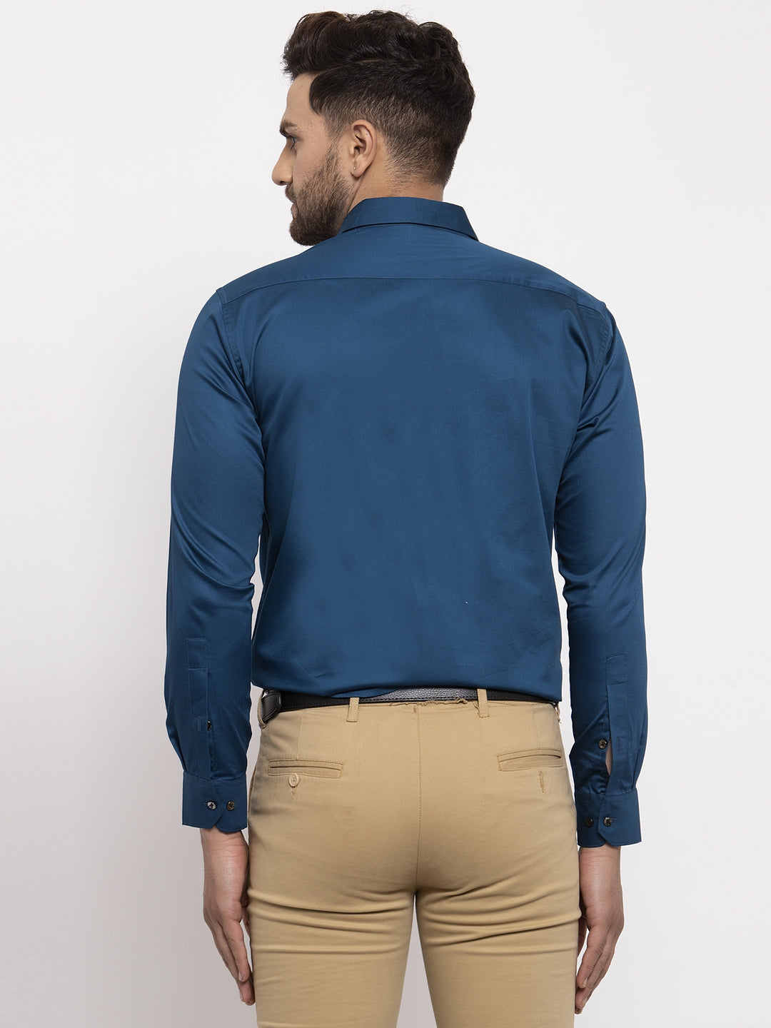 Jainish Navy Men's Cotton Solid Formal Shirt's ( SF 768Navy ) | Grocsy