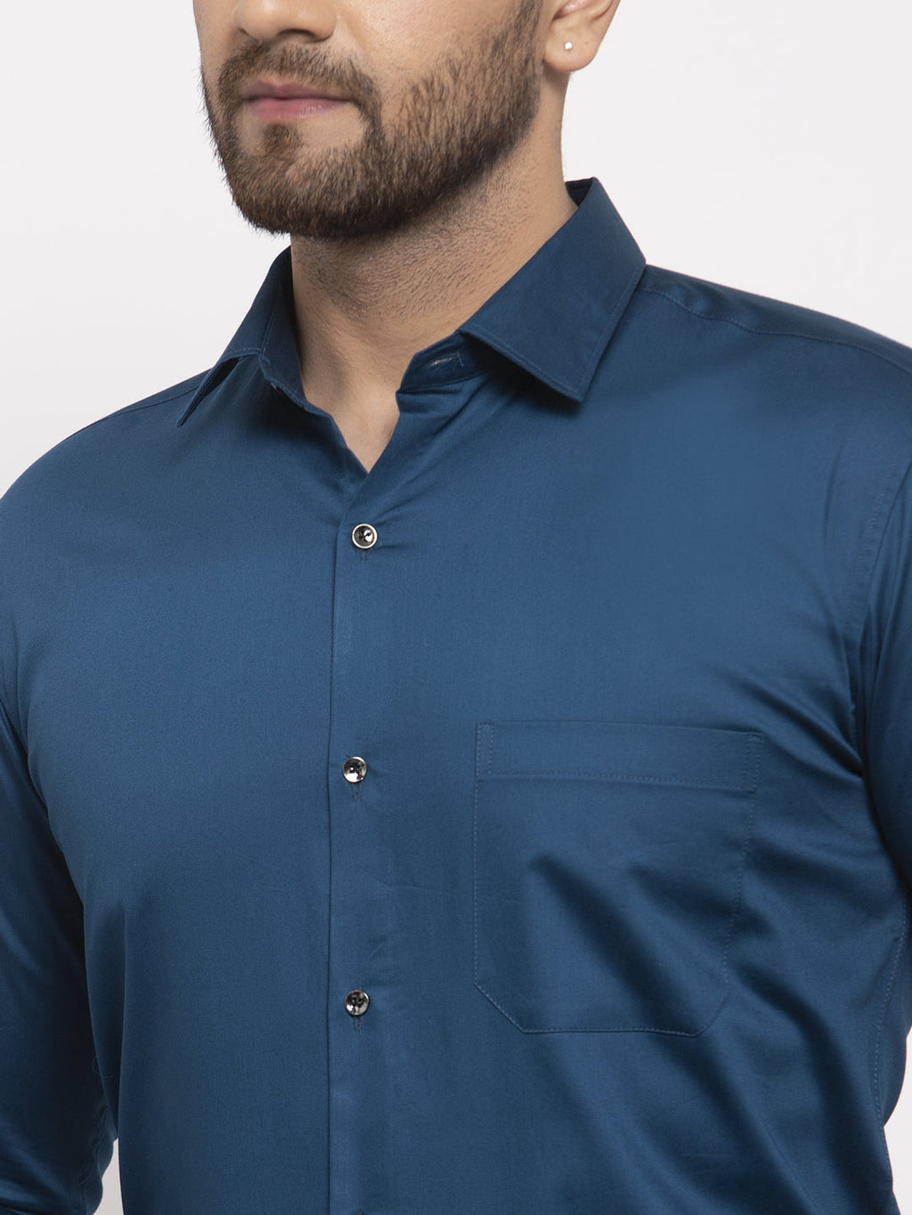 Jainish Navy Men's Cotton Solid Formal Shirt's ( SF 768Navy ) | Grocsy