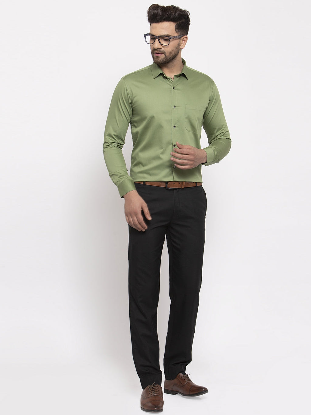 Jainish Olive Men's Cotton Solid Formal Shirt's ( SF 768Olive ) | Grocsy