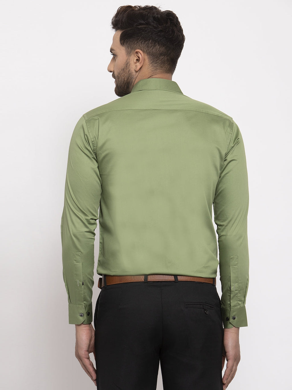 Jainish Olive Men's Cotton Solid Formal Shirt's ( SF 768Olive ) | Grocsy
