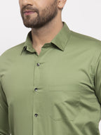 Jainish Olive Men's Cotton Solid Formal Shirt's ( SF 768Olive ) | Grocsy