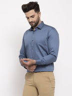 Jainish Navy Men's Cotton Solid Formal Shirt's ( SF 768Teal ) | Grocsy