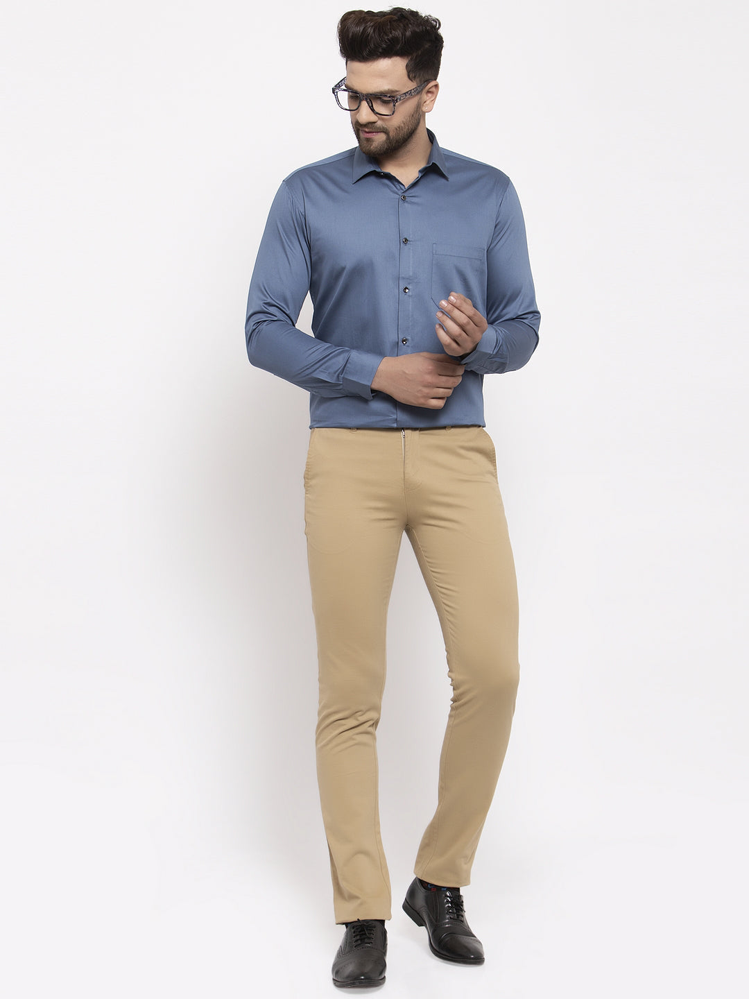 Jainish Navy Men's Cotton Solid Formal Shirt's ( SF 768Teal ) | Grocsy