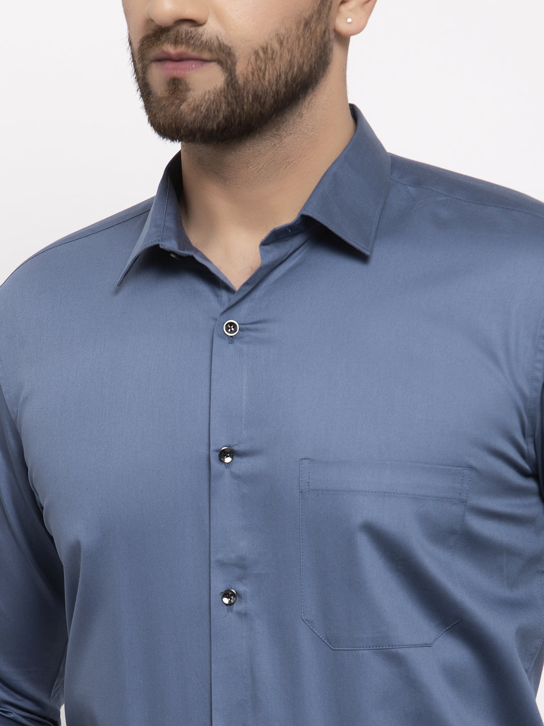 Jainish Navy Men's Cotton Solid Formal Shirt's ( SF 768Teal ) | Grocsy