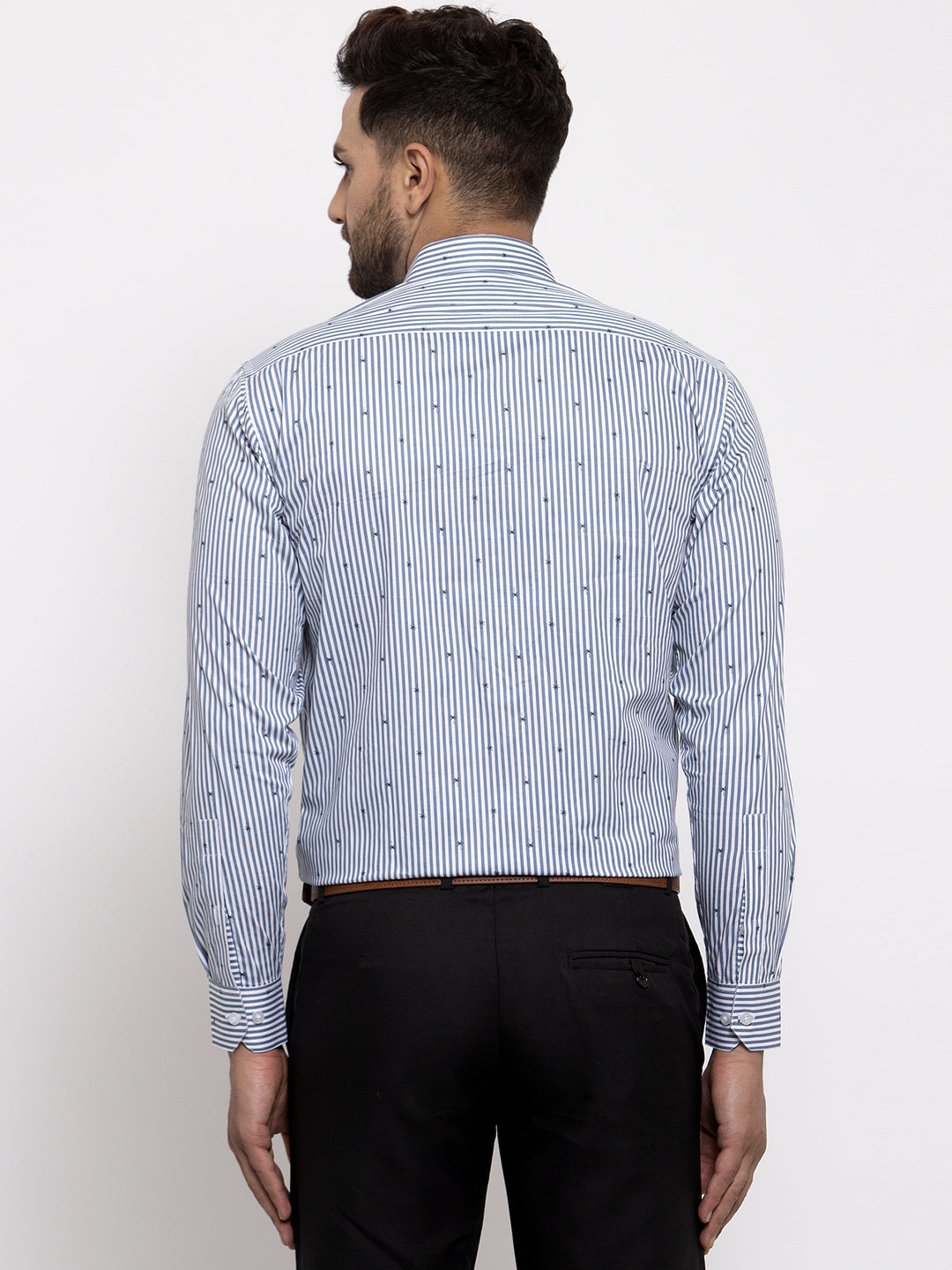 Jainish Grey Men's Cotton Striped Formal Shirt's ( SF 769Light-Grey ) | Grocsy