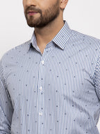 Jainish Grey Men's Cotton Striped Formal Shirt's ( SF 769Light-Grey ) | Grocsy