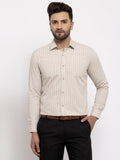 Jainish Cream Men's Cotton Striped Formal Shirt's ( SF 770Cream ) | Grocsy