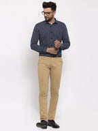 Jainish Navy Men's Cotton Striped Formal Shirt's ( SF 770Navy ) | Grocsy