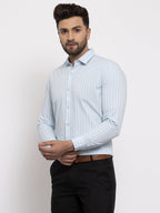 Jainish Blue Men's Cotton Striped Formal Shirt's ( SF 770Sky ) | Grocsy