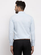 Jainish Blue Men's Cotton Striped Formal Shirt's ( SF 770Sky ) | Grocsy