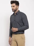 Jainish Black Men's Cotton Printed Formal Shirt's ( SF 772Black ) | Grocsy