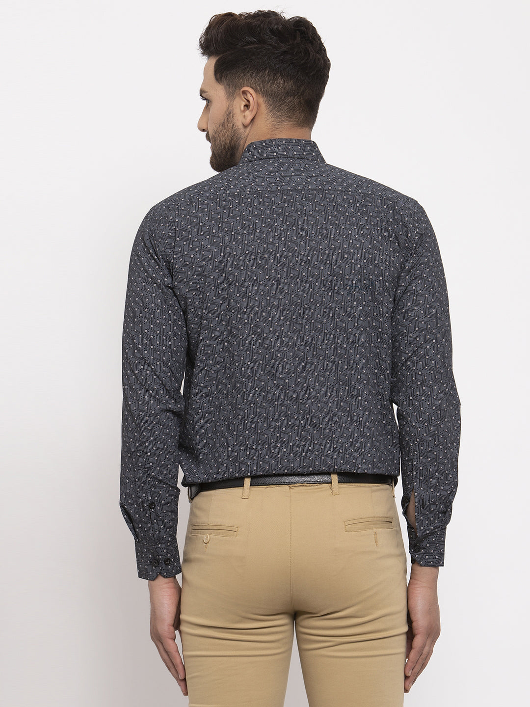 Jainish Black Men's Cotton Printed Formal Shirt's ( SF 772Black ) | Grocsy