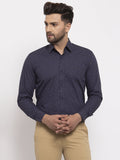 Jainish Navy Men's Cotton Printed Formal Shirt's ( SF 773Navy ) | Grocsy