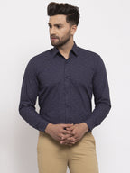 Jainish Navy Men's Cotton Printed Formal Shirt's ( SF 773Navy ) | Grocsy