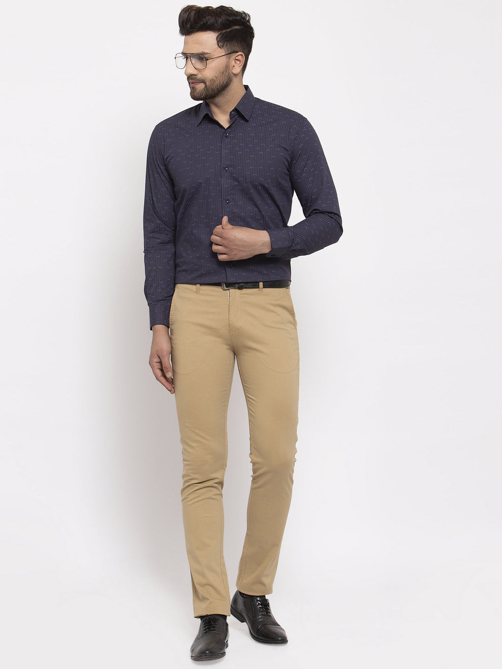 Jainish Navy Men's Cotton Printed Formal Shirt's ( SF 773Navy ) | Grocsy