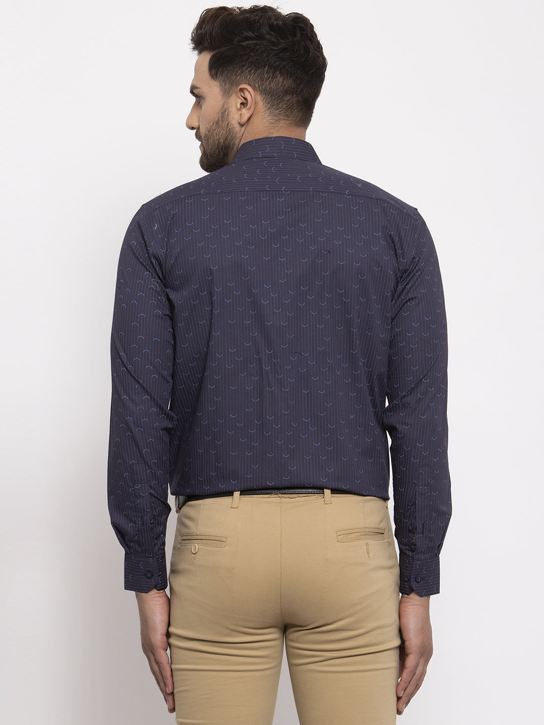 Jainish Navy Men's Cotton Printed Formal Shirt's ( SF 773Navy ) | Grocsy