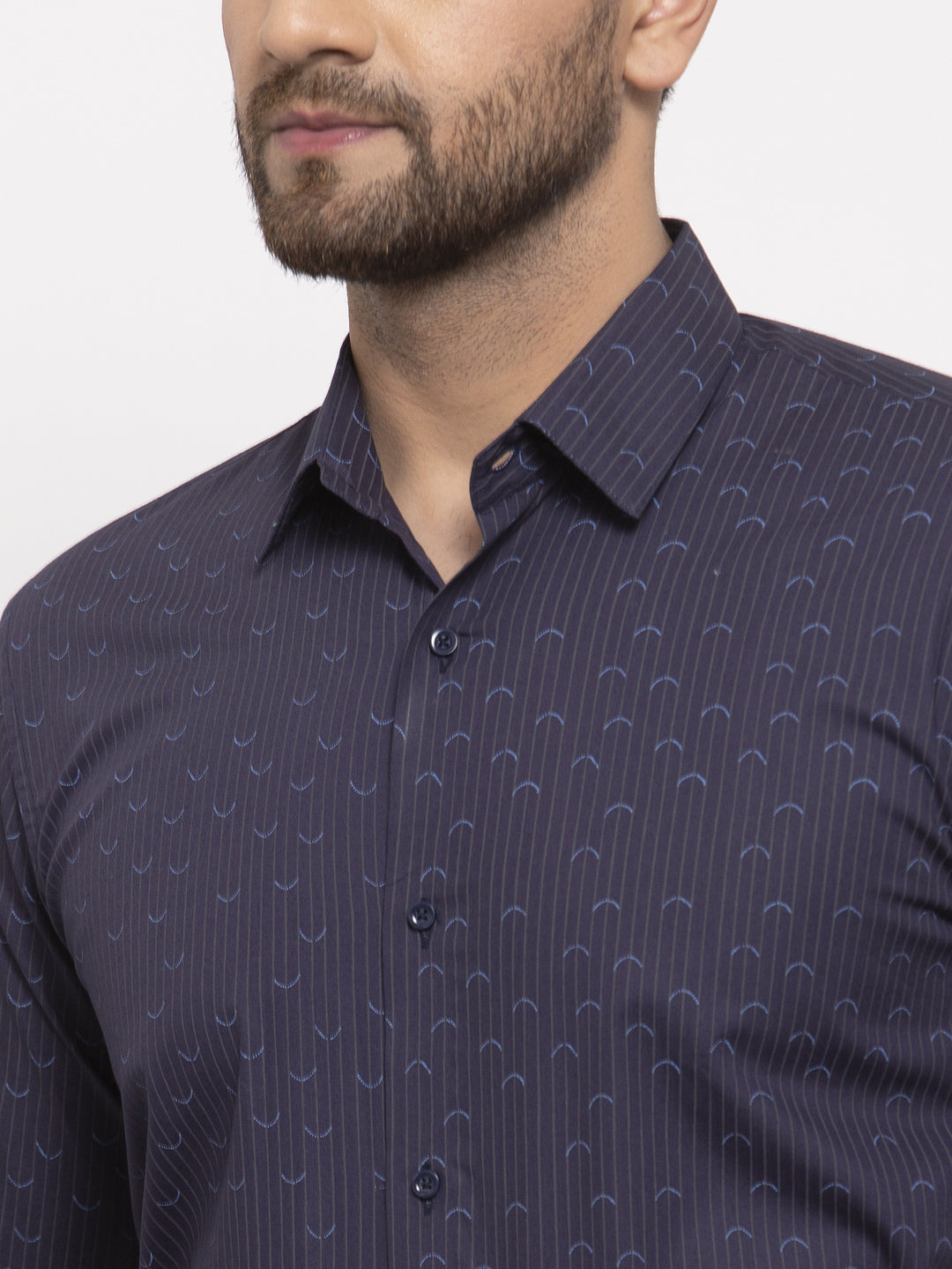 Jainish Navy Men's Cotton Printed Formal Shirt's ( SF 773Navy ) | Grocsy