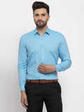 Jainish Blue Men's Cotton Printed Formal Shirt's ( SF 774Aqua ) | Grocsy