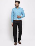 Jainish Blue Men's Cotton Printed Formal Shirt's ( SF 774Aqua ) | Grocsy