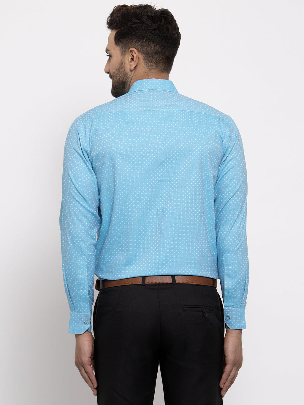 Jainish Blue Men's Cotton Printed Formal Shirt's ( SF 774Aqua ) | Grocsy