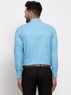 Jainish Blue Men's Cotton Printed Formal Shirt's ( SF 774Aqua ) | Grocsy