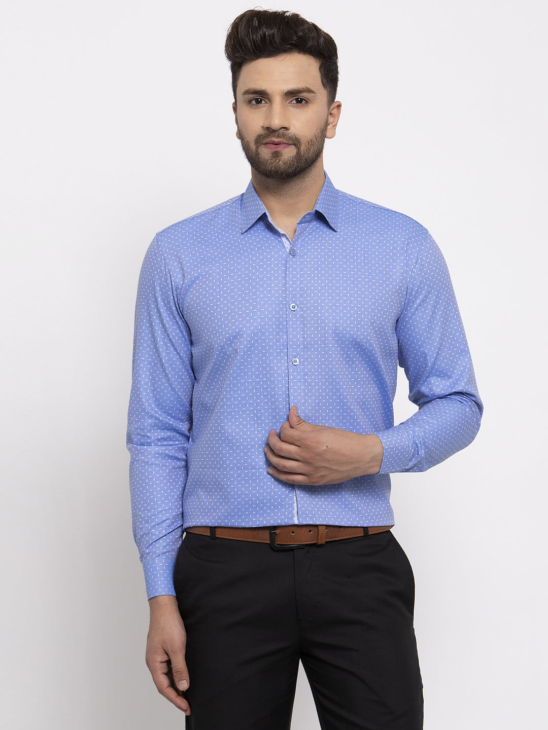 Jainish Blue Men's Cotton Printed Formal Shirt's ( SF 774Blue ) | Grocsy
