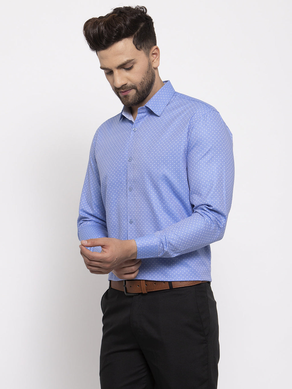 Jainish Blue Men's Cotton Printed Formal Shirt's ( SF 774Blue ) | Grocsy