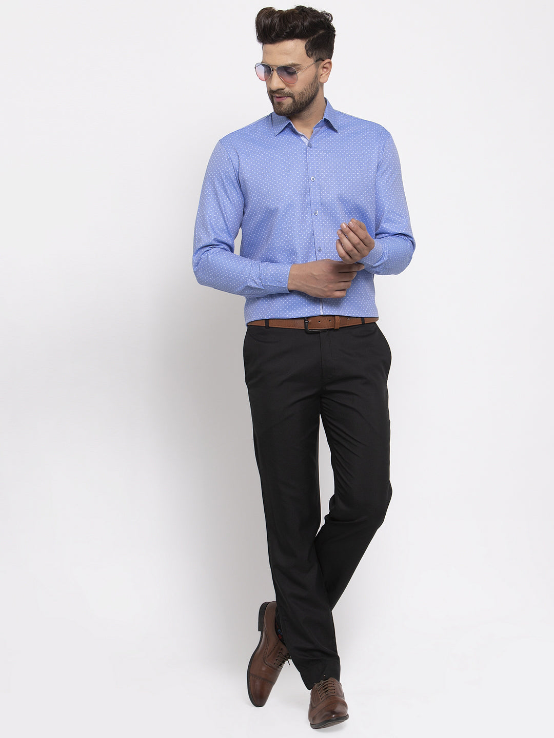 Jainish Blue Men's Cotton Printed Formal Shirt's ( SF 774Blue ) | Grocsy