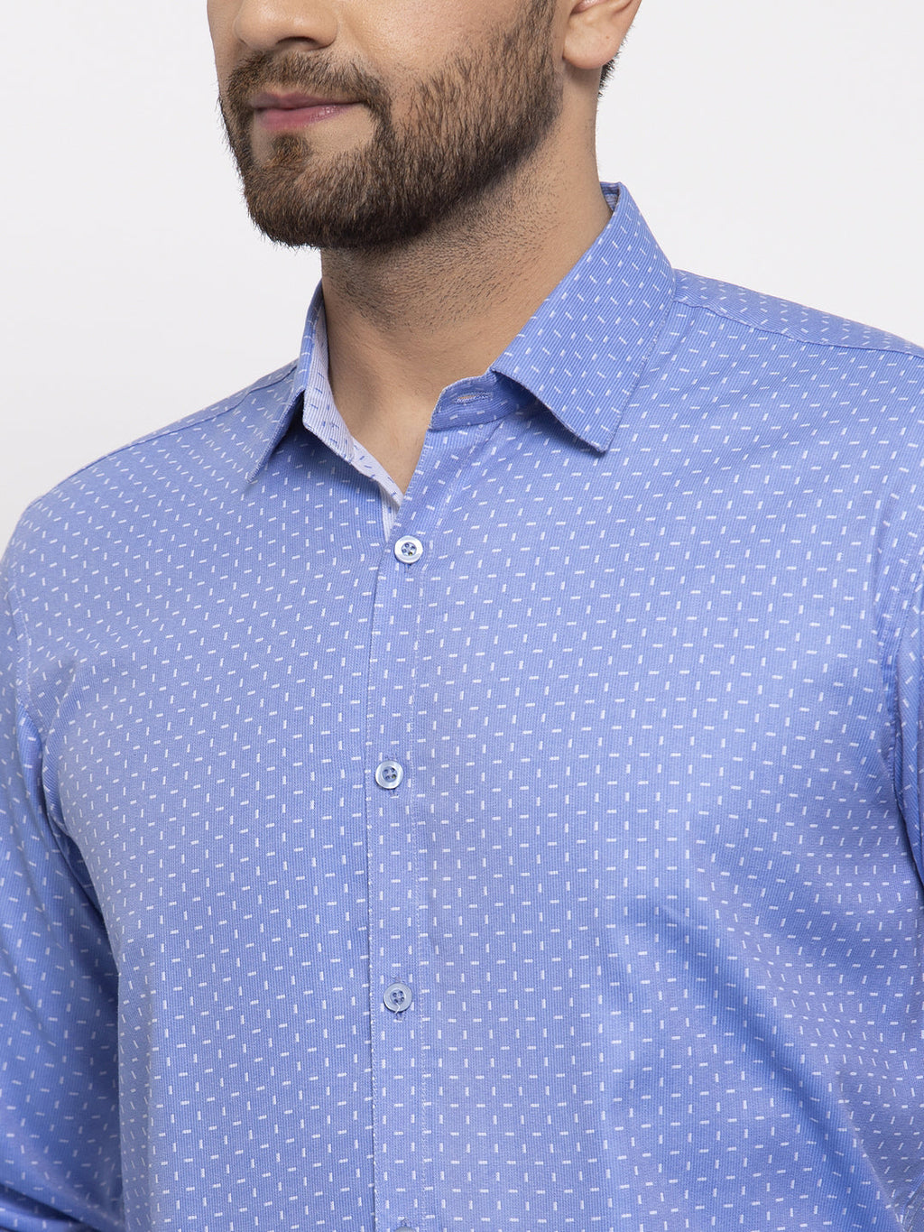 Jainish Blue Men's Cotton Printed Formal Shirt's ( SF 774Blue ) | Grocsy
