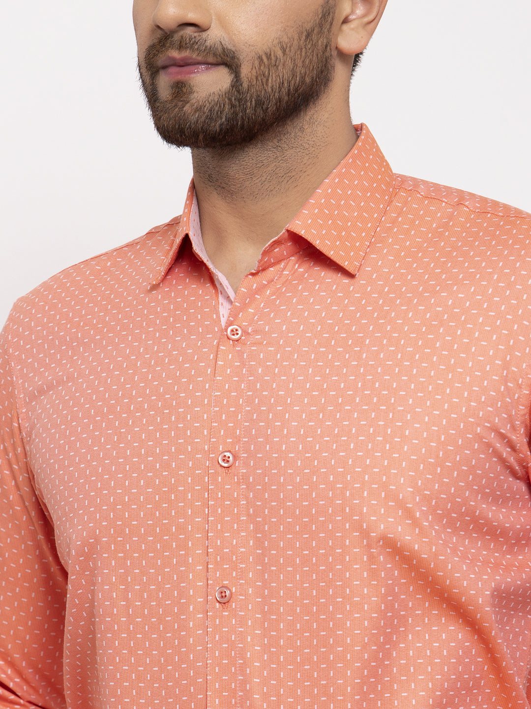 Jainish Peach Men's Cotton Printed Formal Shirt's ( SF 774Peach ) | Grocsy