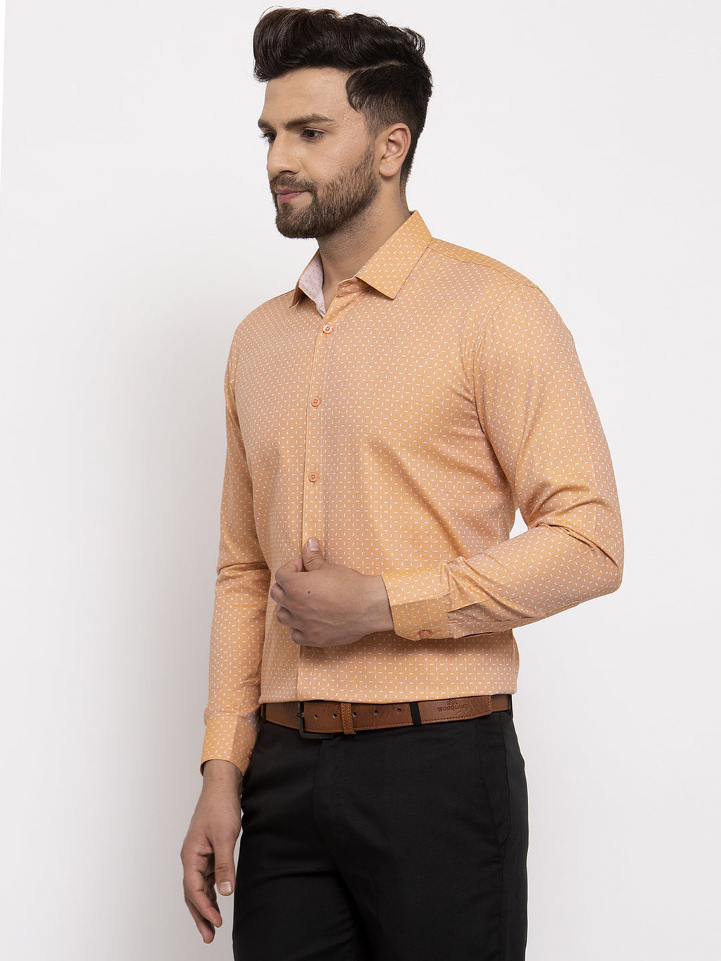 Jainish Brown Men's Cotton Printed Formal Shirt's ( SF 774Rust ) | Grocsy
