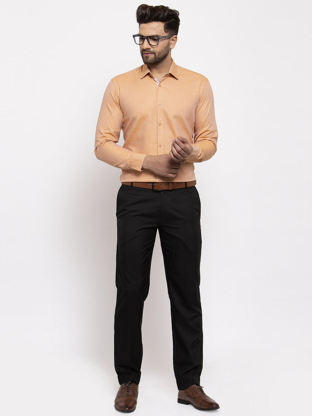 Jainish Brown Men's Cotton Printed Formal Shirt's ( SF 774Rust ) | Grocsy
